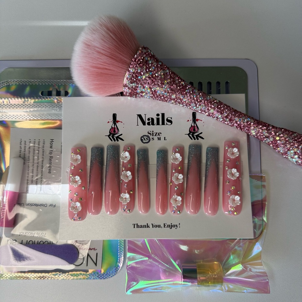 Blue Glitter | Custom Press On Nails | High Quality Nails | Hand made | XS